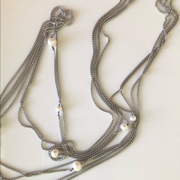 David Yurman Four Row Chain Necklace with Pearls - Picture 7 of 16